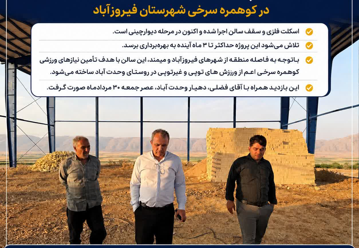 بازدید میدانی از سالن چندمنظوره وحدت‌آباد کوهمره سرخی